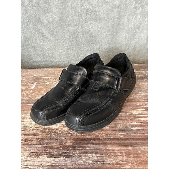 Orthofeet Mens Black Leather Slip On Shoes Size 12 M Adjustable Strap‎ Comfort main image 10